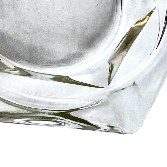 Heavy Clear Glass Cigar Ashtray Hexagon 6 Sides Slots 8.5 Inch MCM Vintage - Picture 4 of 6